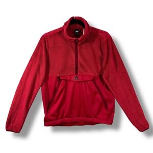 Adidas Faux‎ Fur Q4 Novelty Half Zip Pullover Red Fleece Quarter Zip Size S